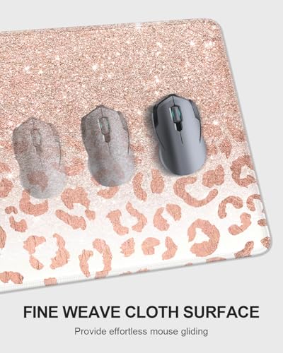 Large Mouse Pad with Wrist Rests for Keyboard & Mouse, Thick Soft Ergonomic Memory Foam Wrist Supports, Big & Long Desk Mat 35.5 x 15.7 in, for Office Gaming Computer, Pink Gold Leopard - color: Pink Gold Leopard