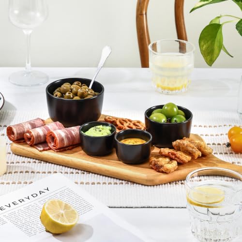 Selamica Mini Ramekins 2 OZ, Ceramic Dipping Sauce Cups, Set of 6, Black - color: Matte Black, size: 2 Oz