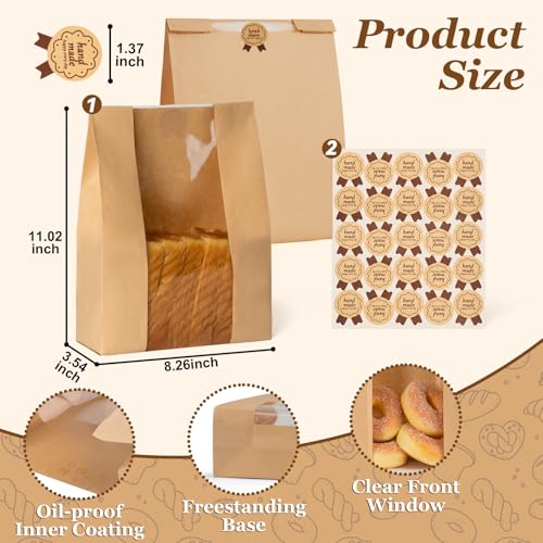 FUNFERY Sourdough Bread Bag for Home Made Bread Sourdough with CuteSticker - color: Regular Sticker, size: 60 Pack