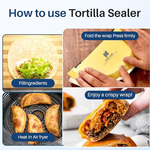 3-in-1 Tortilla Wrap Sealer & Crimper Press – Large Adjustable 6, 8, 10 Inch – Heavy Duty Taco, Quesadilla & Empanada Maker – BPA-Free Tortilla Wrap Sealer, Cutter & Presser for Burritos & Sandwiches
