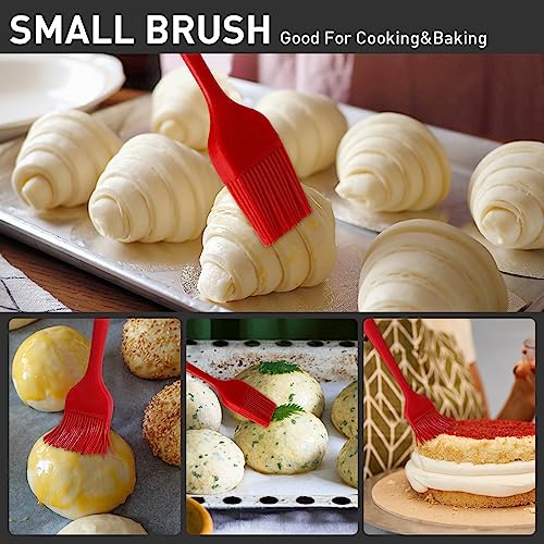 Begonia Silicone Basting Pastry Brush,2pcs 10+8 inch BBQ Sauce Brush,Red - color: Red