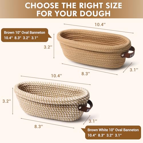 Proofing Basket Banneton Bread Baskets Sourdough Proofing Basket 2Pcs Oval - color: A4-Brown