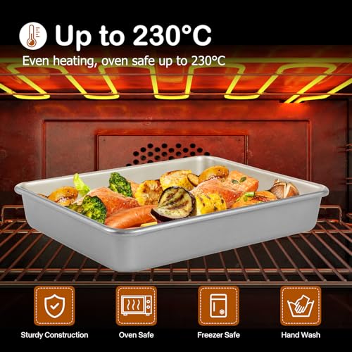 9x11 Baking Pan, Toaster Oven Rectangle Cake Pan Heavy Duty, Silver - color: Silver