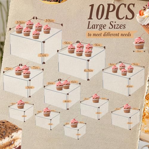 10 PCS Buffet Risers, Large Food Risers for Buffet Table, Dessert Display - color: Transparent, size: 10" 9" 8" 7" 6" 5" 5" 4" 4" 3"