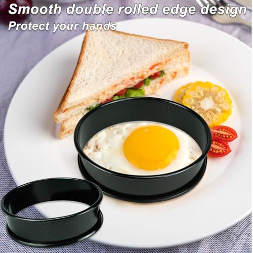 10 Pack Cookie Rings for Baking NONSTICK Upgrade Double Rolled Tart Rings, Cookie Circle Baking - 4 Inch+3.35 Inch Set Round Metal Pastry Ring Mold for Bakings, Pancakes - size: 4 inch and 3.4 inch