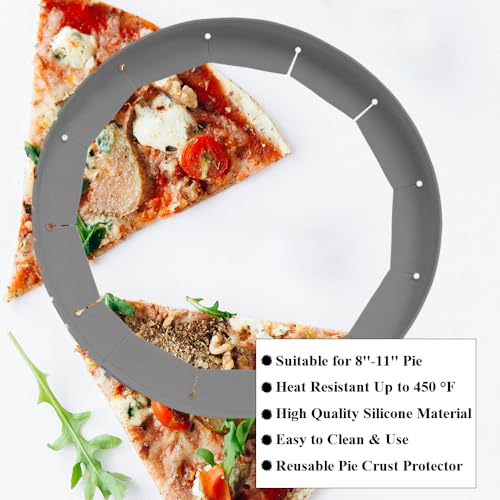 4PCS Adjustable Pie Crust Shields Baking Protectors, Silicone Cover Ring Fits 8-11.4 Inch Pies