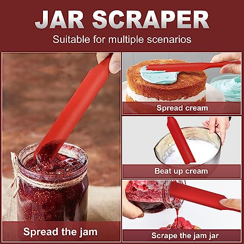 Walfos Silicone Jar Spatula - High Heat Resistant Kitchen Spatulas(450°F）,Cake Cream Butter Spatulas, for Cooking Mixing -BPA Free and Dishwasher Safe Mixing Batter Scraper Spatula, Red(2pcs) - color: Red, size: 2 pieces Jar Spatulas 450°F