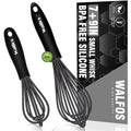 Walfos Silicone Whisk,7+9in Mini Whisk,BPA Free,Small Whisks for Non-Scratch,Heat Resistant (450°F) Nice for stirring individual eggs and mixing small amounts of powder and sauce.Dishwasher Safe.Black - color: Black