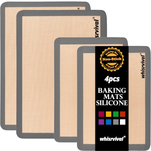 4 Pcs Silicone Baking Mat, Non-Stick, Reusable, Easy Cleanup - color: Gray