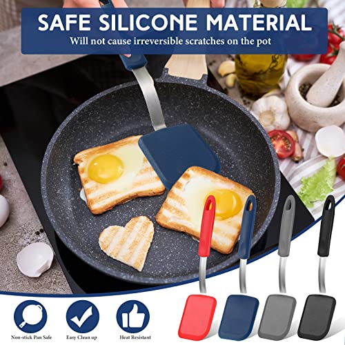 Gejoy 4 Pcs Silicone Turner Nonstick Flexible, Gray, Blue, Black, Red - color: Gray, Blue, Black, Red