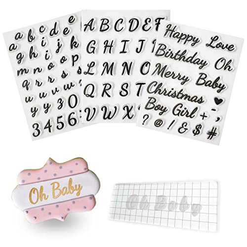 4PCS Handwriting Alphabet Cake Stamps Tool for Fondant Cookie Biscuit - color: Handwritingd