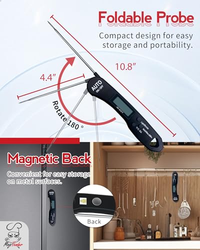 5-Pack Foldable Instant Read Digital Meat Thermometer, ±1°F Accuracy