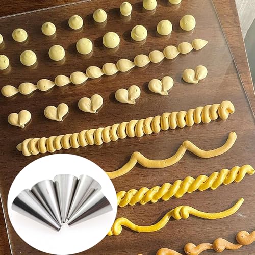 5PCS Round Mouth Fine Hole Laminating Nozzle Set - Stainless Steel Frosting Piping Nozzle - Cake Baking DIY Decorating Tools