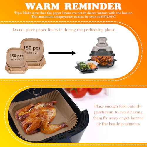 WMKGG 300PCS Air Fryer Liners for Ninja Crispi,4 QT&6 Cup Parchment Paper - size: 300 pcs Ninja Crispi Parchment Paper