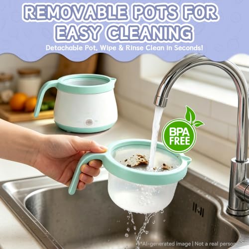 Party Desserts Candy and Chocolate Melting Pot with 2 Pots, Mini Electric Fondue Pot, Melts Candy Chocolate in a Couple of Minutes, Ideal for Cake Pops Cookies Cakes, 2.5 Cups, Aqua - color: Aqua