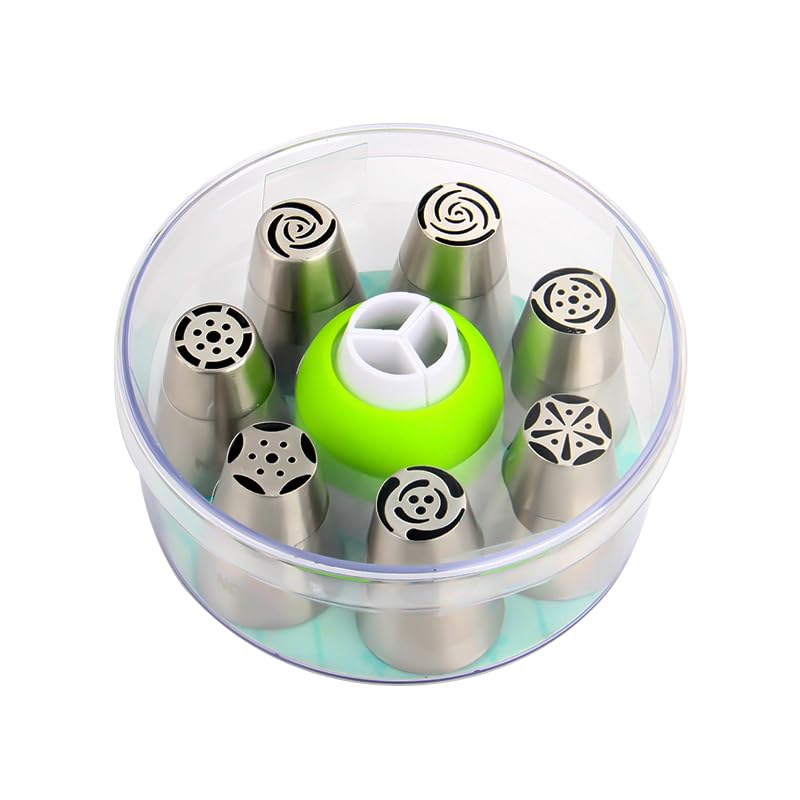 Stainless Steel Small Russian Tulip Flower Icing Tips Kit, 8 Pcs Set - color: SILVER HB0343B