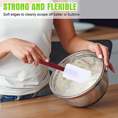 Meekoo 5 Pcs 10 Inch Rubber Spatula High Heat Resistant Silicone Spatula - color: white, red, size: 10 Inch