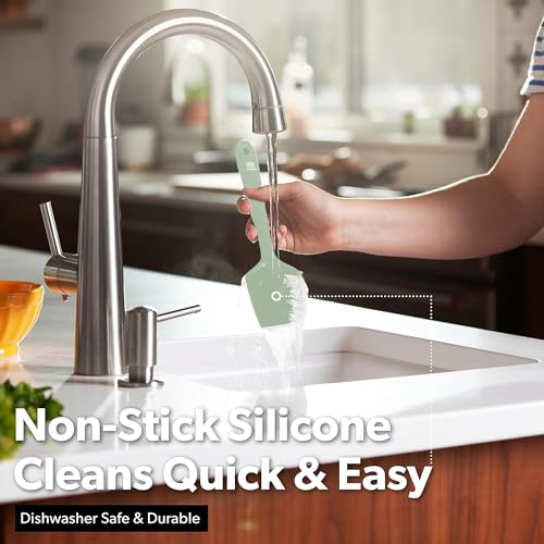 DI ORO Silicone Spatula Set - 600F Heat Resistant, 3-Pc Sage - color: Sage