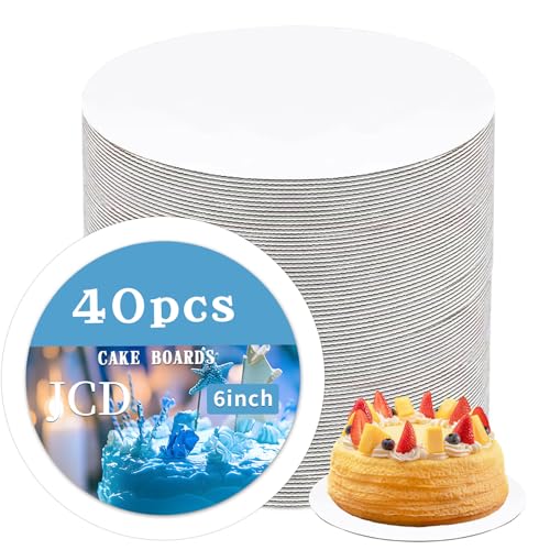 JCD 40 Pcs Cake Trays, White Cake Boards 6 inch Round for Cake DIY, Food-Graded Cardboard Cake Rounds Cake Base, Waxed Greaseproof Finish Cake Boards, Dessert and Crafts Display(White, 6inch/40Pcs) - color: White, size: 6inch/40Pcs