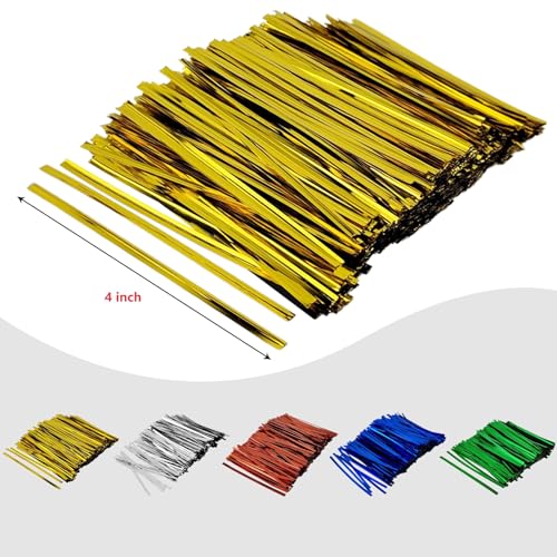 400 Pcs Metal Twist Ties 4 Inches Twist Straps for Bread Bags Candy Bags Snack Bags Halloween Party Cake Favor (Green) - color: Green