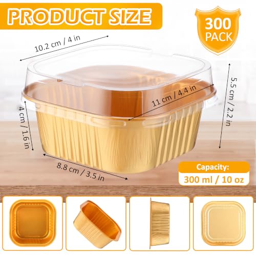Aoriher 300 Pieces 10 oz Mini Cake Pans with Lids,Gold - color: Gold