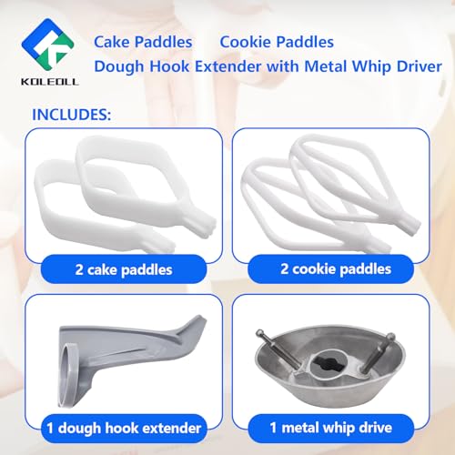 Cake Paddles & Cookie Paddles & Dough Hook Extender with Metal Whip Driver