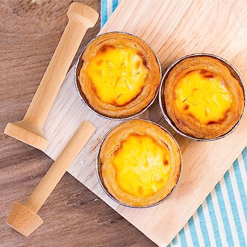 3 Pcs Wooden Tart Tamper Set, Double Side Pie Pastry Dough Tampers, DIY Cake Egg Tart Pan Mold Presser Baking tool for Mini Egg Tart Shells,Pastry, Cheesecake, Mini Pie and Dessert Baking