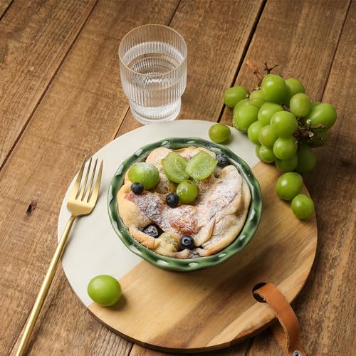 Vicrays Ceramic Pie Pan for Baking - 5.5 inch Small Pie Plates Deep Dish Round Pot Casserole Mini Serving Bowl, Microwave Oven Safe for Dessert Apple Pie Cake Tart Pizza, Set of 6 - Green - color: Green