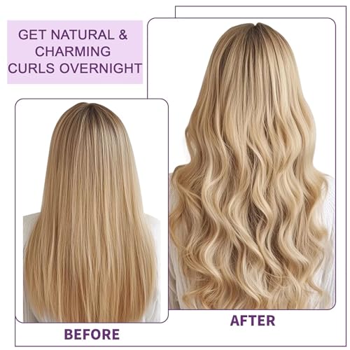 Heatless Curls Overnight Hair Curlers - 4 Pcs No-Heat Curling Rod to Sleep In,Velvet Hair Rollers with Satin Wrap - color: Black(Pack of 4)