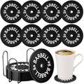 Blushtier 8 Pcs Barbell Plate Coasters with Rack, Silicone,Black - color: Black