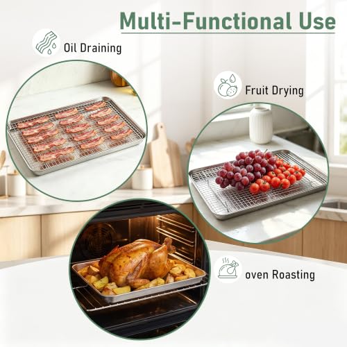 Homikit Large Baking Sheet with Wire Rack (1 Pan+1 Cooling Rack), 20”x14” - size: 20*14 Inch