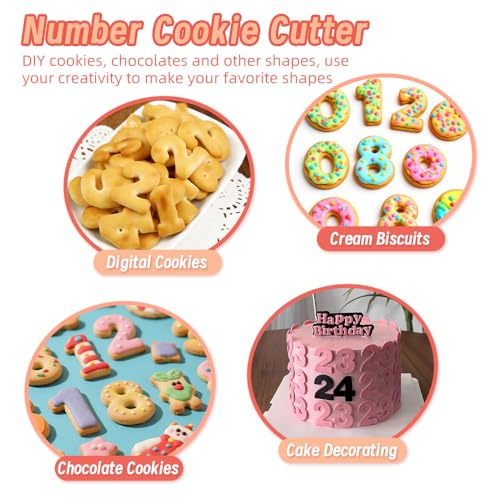 0-9 Number Cookie Cutters Set 3 Inch, 9PCS Stainless Steel Number Cutters