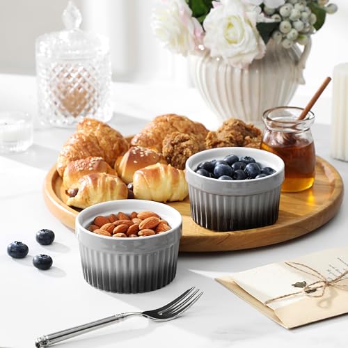 MALACASA 6 oz Ceramic Ramekins, Oven Safe Souffle Dishes, Set of 6, Grey - color: Grey, size: 6 Oz