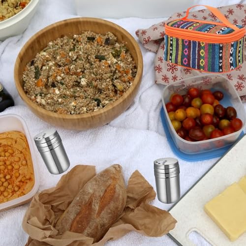 Camping Spice Kit, Salt and Pepper Shakers with Travel Bag, 6 Pc - color: Orange