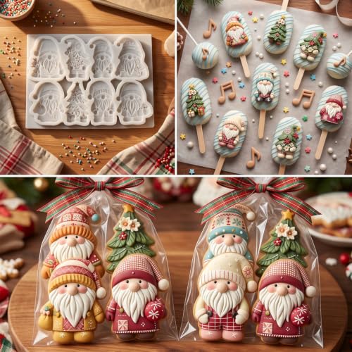 3D Christmas Gnome Fondant Mold Xmas Santa Claus Silicone Mold - color: Style G