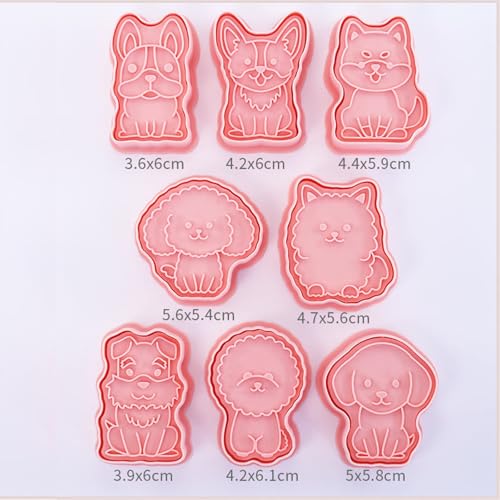 Ishang Dog Shaped Cookie Stamps Set Plastic 8Pcs