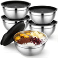 Beasea Mixing Bowls Set of 5, 3.4 QT Unbreakable Stainless Steel Mixing Bowls with Lids for Kitchen, Prepping, Food Serving, Storing, Nesting Metal Baking Bowl with Lid for Bread Dough, Cream, Batter - size: 3.4 QT