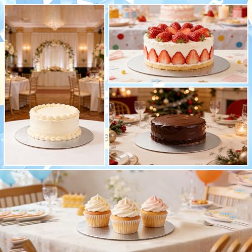 8 Pack 10 Inch Round Cake Boards,Silver Cardboard Cake Rounds - color: Silver, size: 10Inch, style: Classic Round