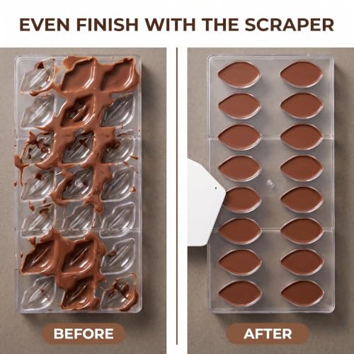 Pack of 2 Chocolate Candy Mold PC Polycarbonate Chocolate Making Mould with Scraper(Water Drop+Lip) - color: Water Drop+Lip