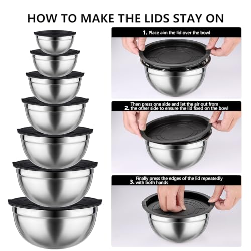 Leidawn Mixing Bowls with Lids Set, 25 PCS Black Mixing Bowl for Kitchen - color: Black