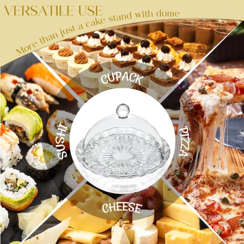 7'' Glass Cake Plate with Dome, Clear Cake Stand with Lid