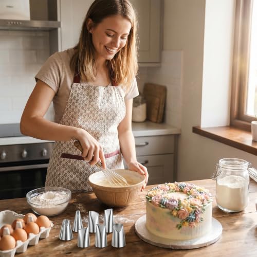 8PCS Stainless Steel Cake Decorating Tip, Large Piping Tip Set