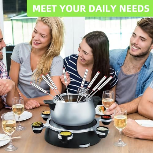 18 Pack Stainless Steel Fondue Forks, 9.3 In, 6 Colors