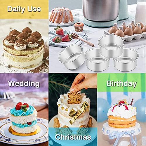 4 Inch Mini Cake Pan Set, 4 PCS Round Cake Pans Round Baking, Healthy & Sturdy, Easy Clean & Dishwasher Safe for Home Party Baking Supplies
