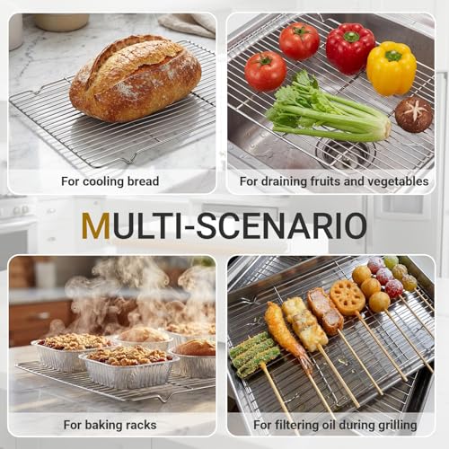 Lounsweer 2 Pcs Cooling Racks, 24L x 16W x 1H Stainless Steel Wire Rack - size: 24L X 16W X 1H