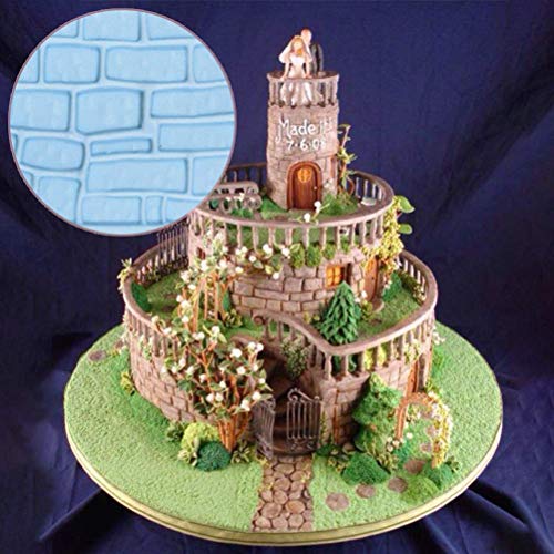 10 Set Fondant Impression Mat Mold Lace Embossing Mat Tree Bark/Brick Wall/Flower/Stone Wall Fondant Impression Mats Texture Design for Cupcake Border Decoration