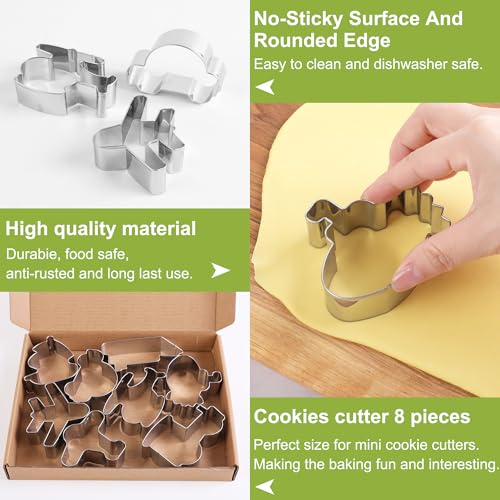 ZADE Transportation Theme Car Boat Airplane Cookie Cutters Set 8 Pcs Non-Stick Stainless Steel Cookie Biscuit Sandwich Mold, Fruit Cake Fondant Cutter for Baking - color: Transportation theme