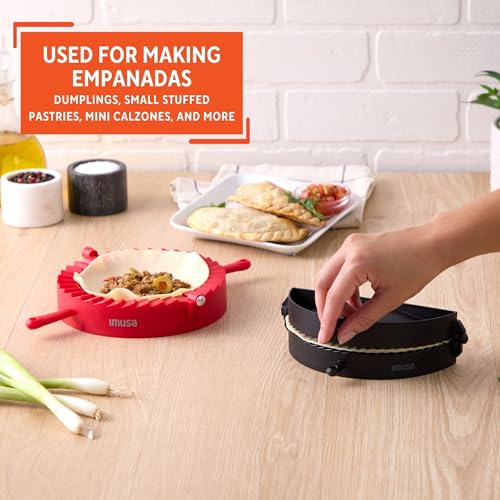IMUSA 2 Piece Jumbo & XL Empanada Press Set, Black & Red