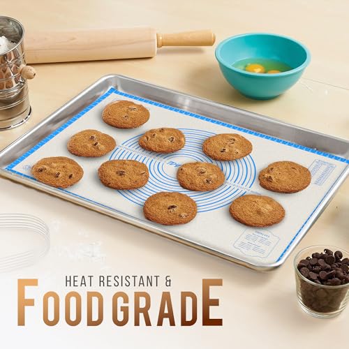 26 * 16 inches blue, Non-Slip Silicone Baking Sheets - Baking Mat with 0.7mm Thickness - Non-Stick Pastry & Cookie Mat for Kitchen Counter for Rolling Out Dough with Measurements. - color: Blue, size: 26"L x 16"W