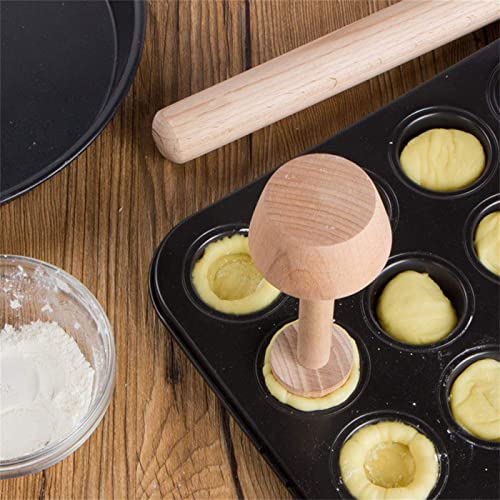 Tart Tamper Pastry Tamper Double Side Wooden Egg Tart Tamper Mold DIY Cake Pastry Pusher for Kitchen Party Baking Tools, Tart and Quiche Pans Accessories